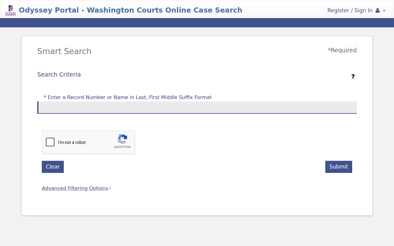 Ferry County case search in Odyssey Smart Search