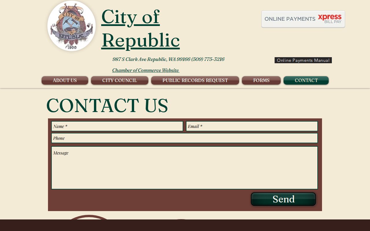 Republic City Hall contact information for city records