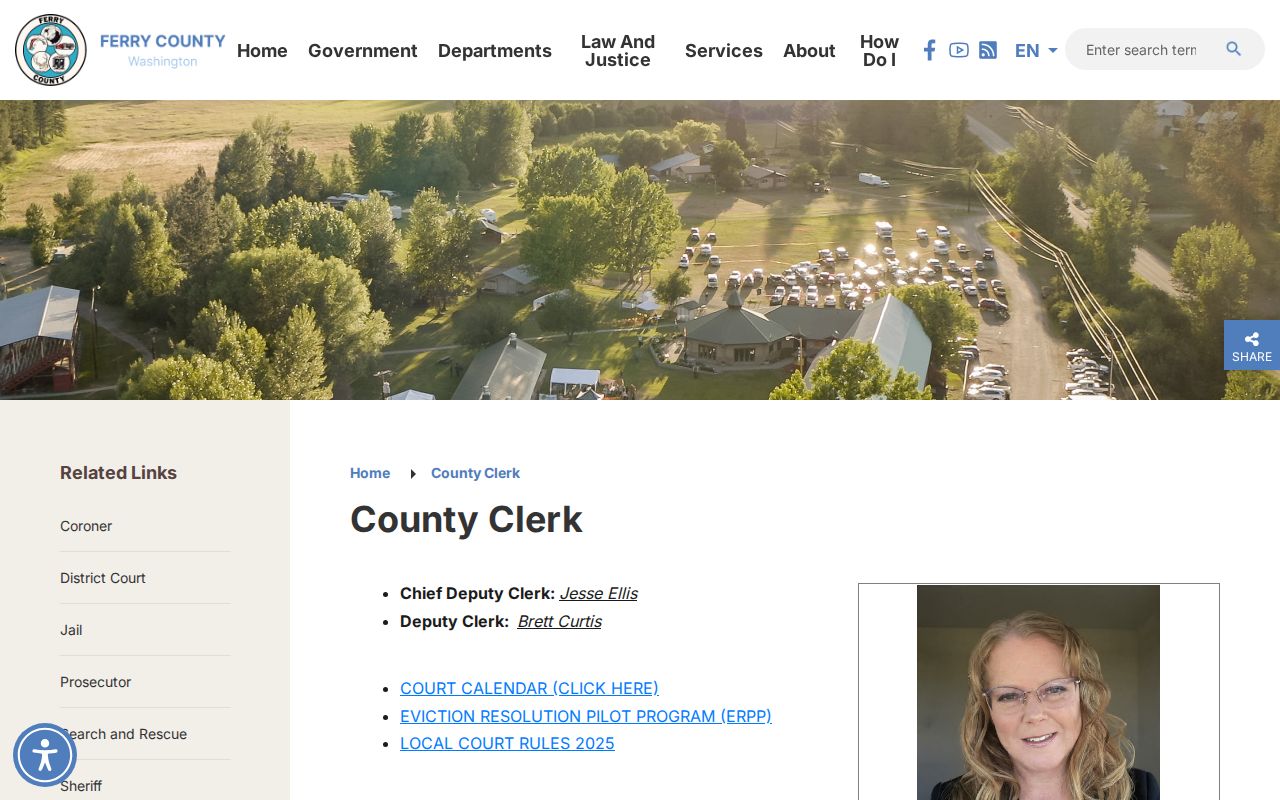 Ferry County Clerk page for Superior Court docket records