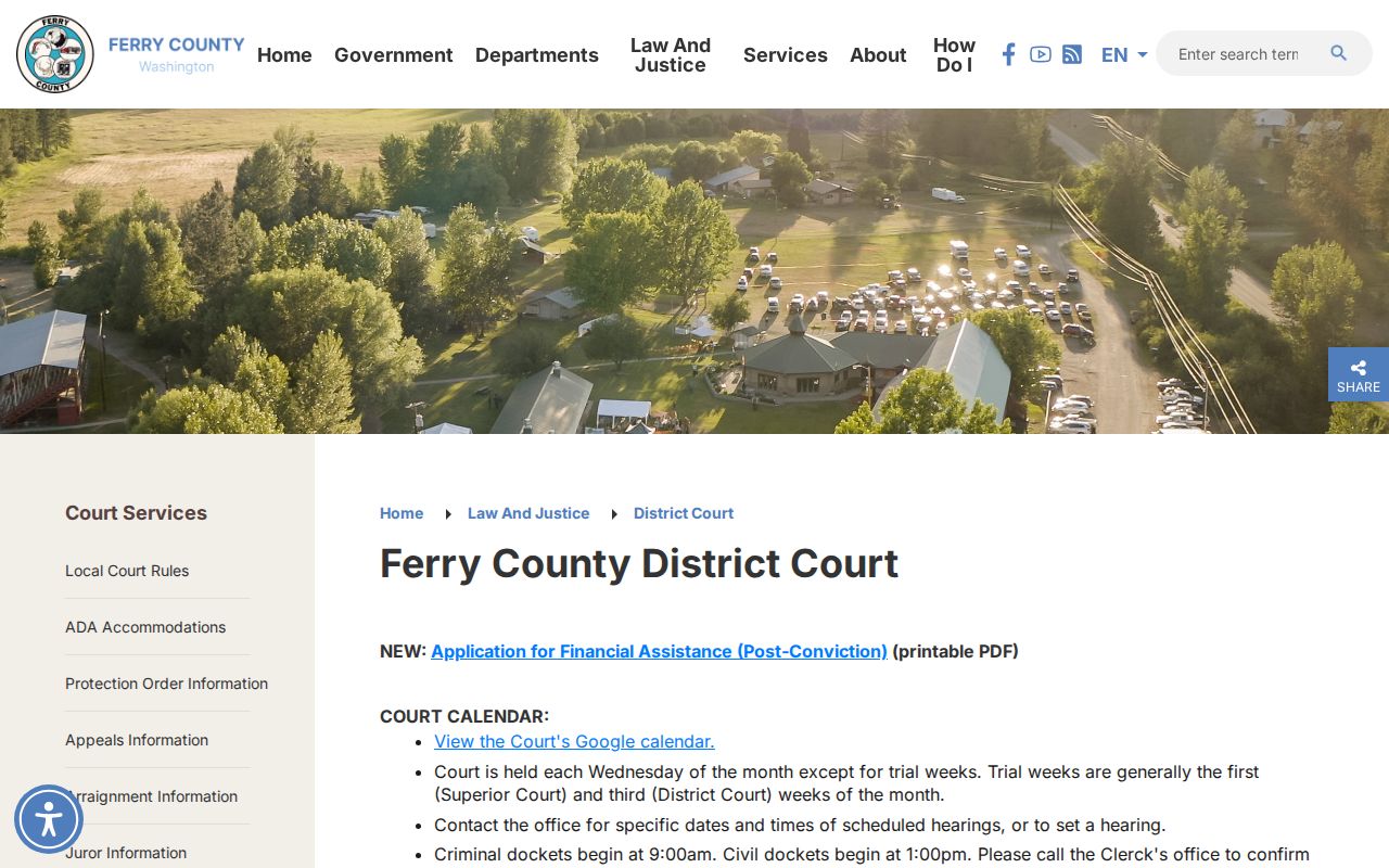 Ferry County District Court docket and court service information